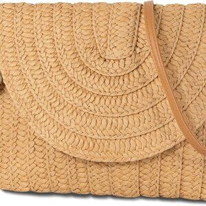 Women Beach Bag Summer Straw Woven Shoulder Bag Crossbody Bucket Handbags Handma